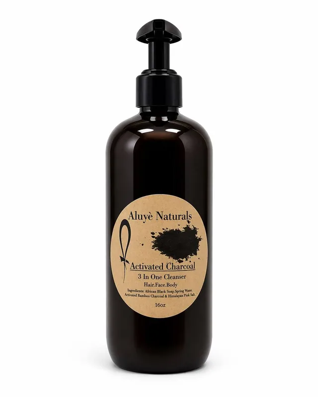Activated Charcoal 3-in-1 Cleanser in Aluye Naturals black packaging